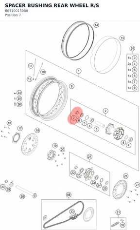 Diagram preview: SPACER BUSHING REAR WHEEL R/S (60310013000)