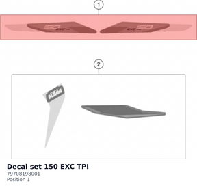Diagram preview: Decal set 150 EXC TPI (79708198001)