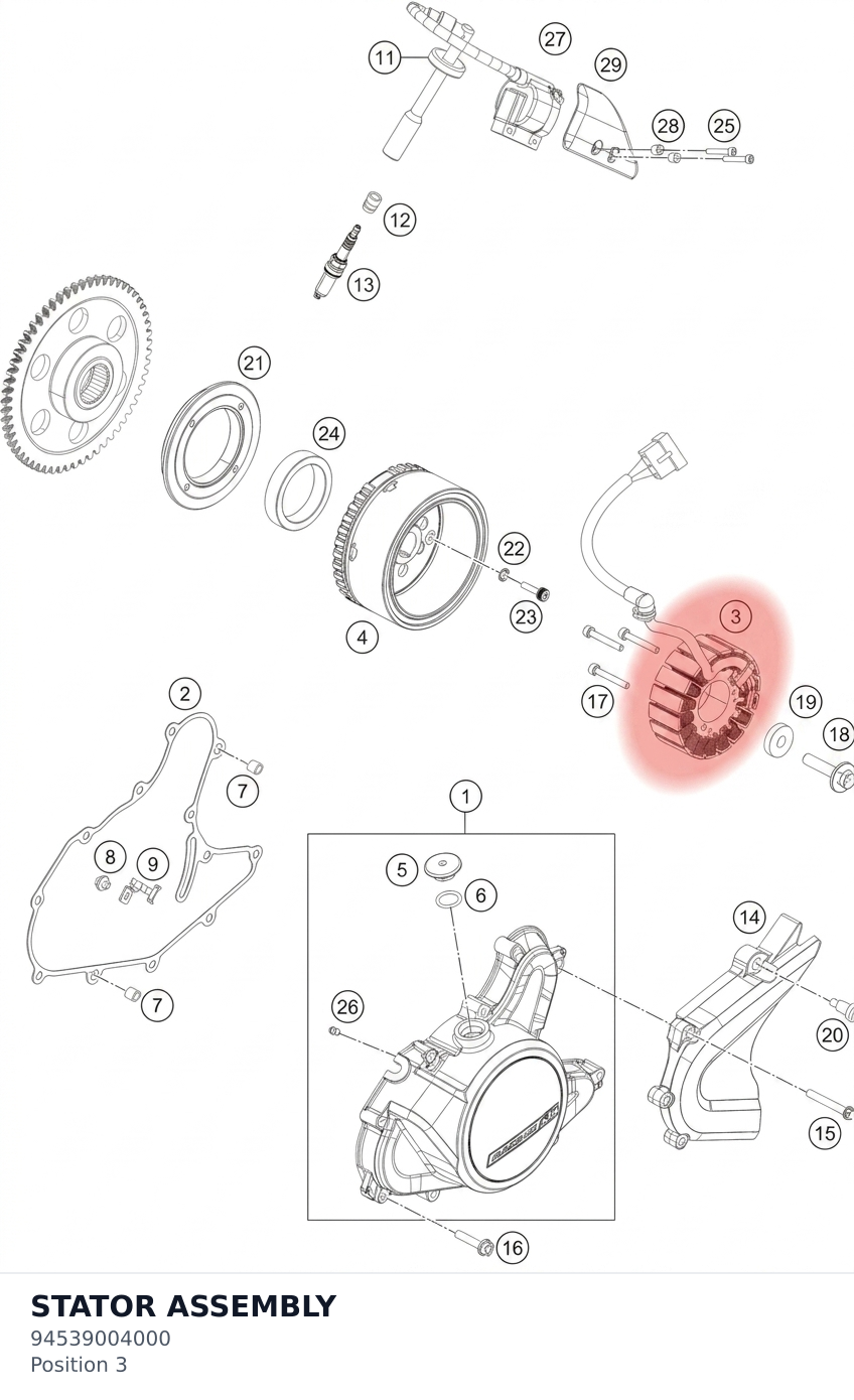 Diagram preview: STATOR ASSEMBLY (94539004000)