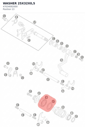 Diagram preview: WASHER 25X32X0,5 (47034092000)