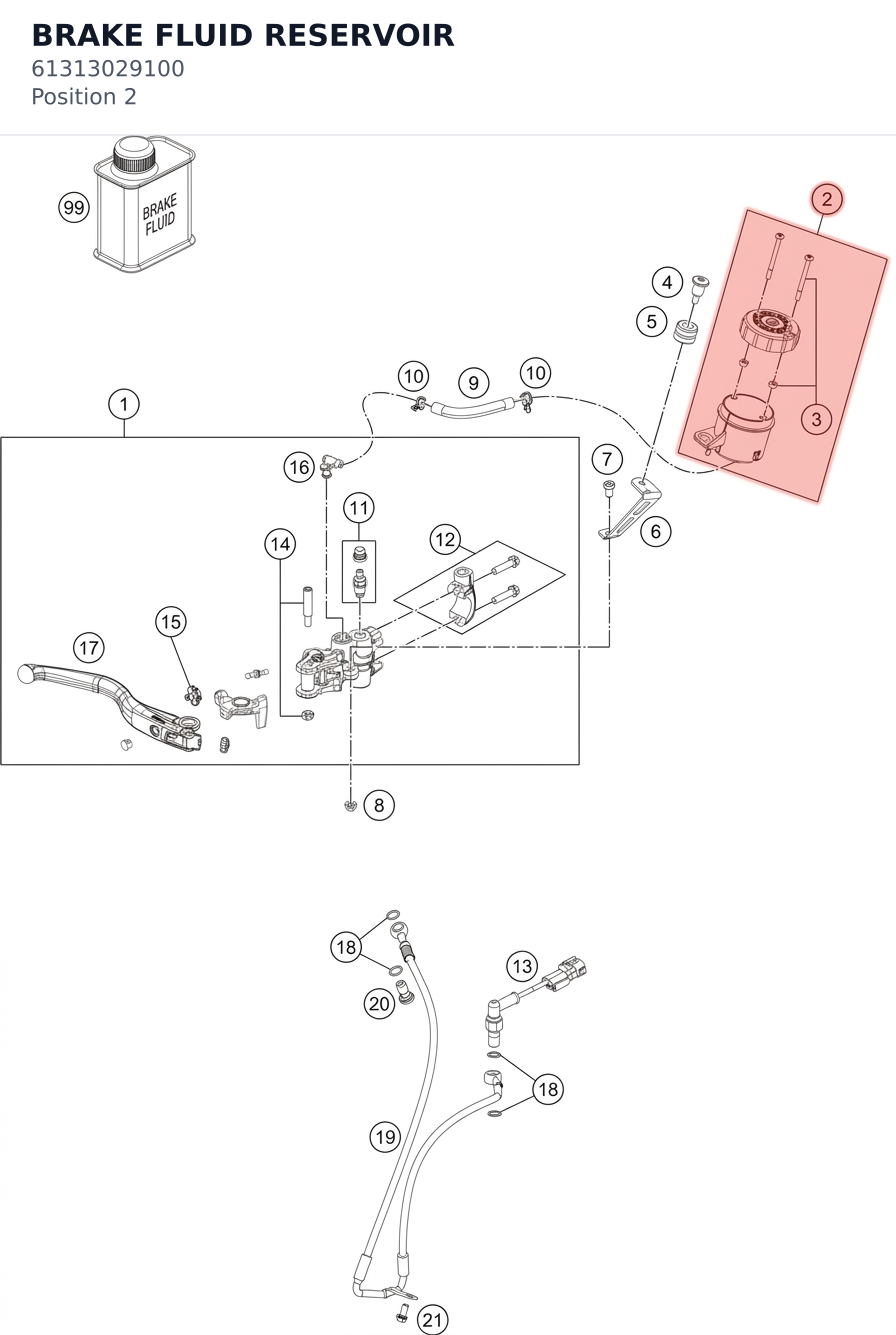 Diagram preview: BRAKE FLUID RESERVOIR (61313029100)