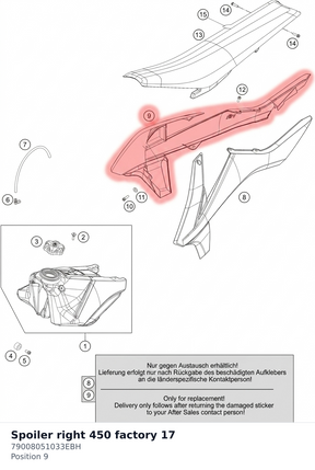 Diagram preview: Spoiler right 450 factory 17 (79008051033EBH)