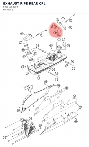Diagram preview: EXHAUST PIPE REAR CPL. (69005008000)