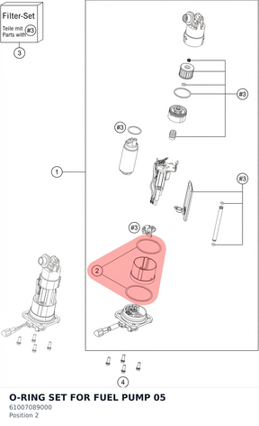 Diagram preview: O-RING SET FOR FUEL PUMP 05 (61007089000)