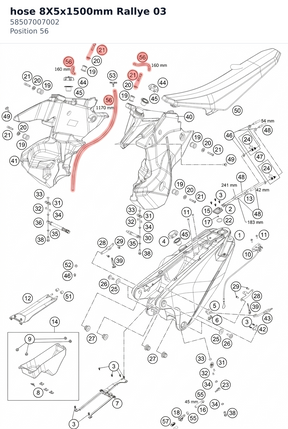 Diagram preview: hose 8X5x1500mm Rallye 03 (58507007002)