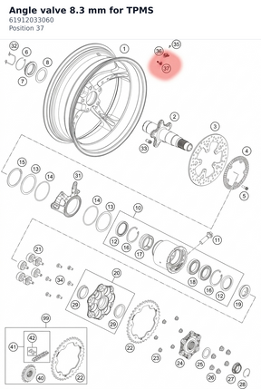 Diagram preview: Angle valve 8.3 mm for TPMS (61912033060)