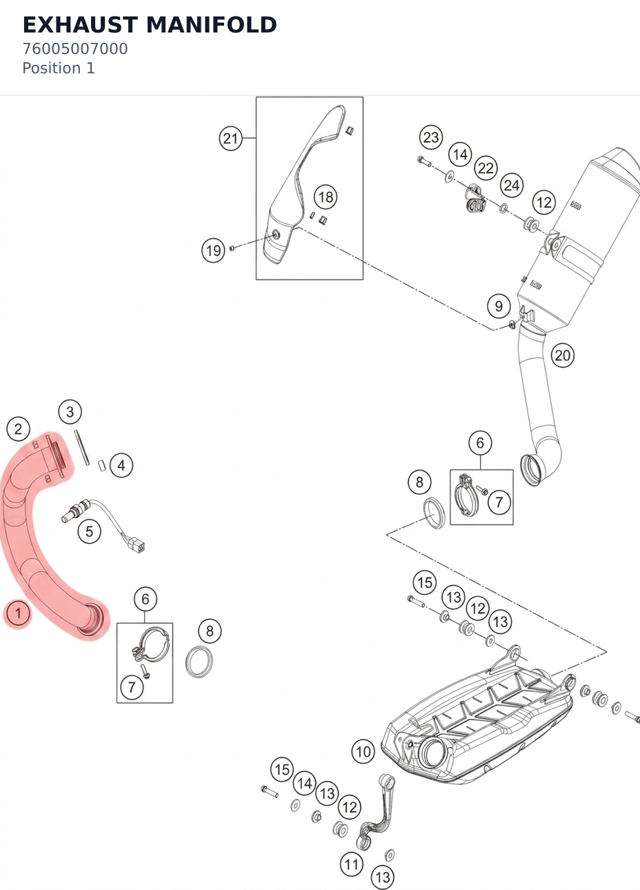 Diagram preview: EXHAUST MANIFOLD (76005007000)