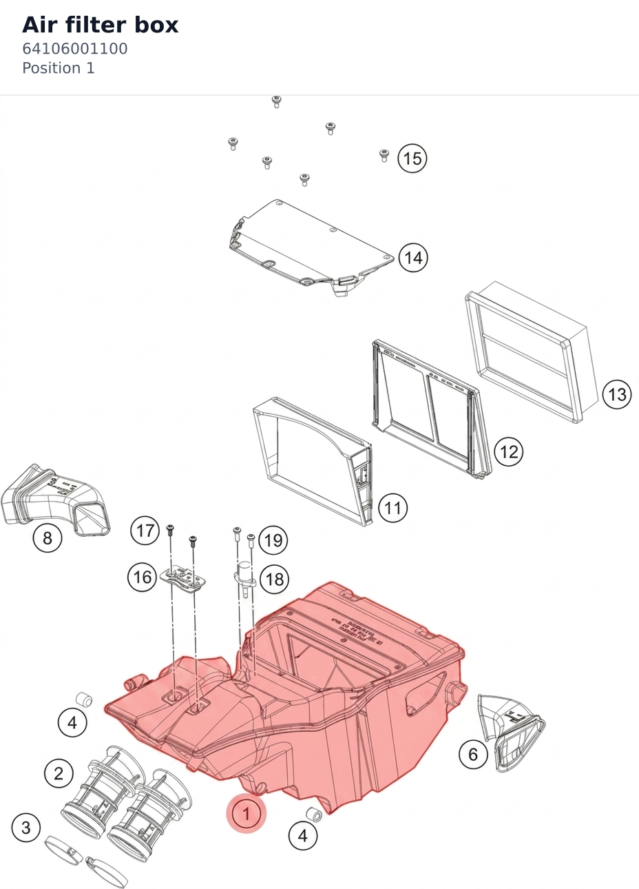 Diagram preview: Air filter box (64106001100)