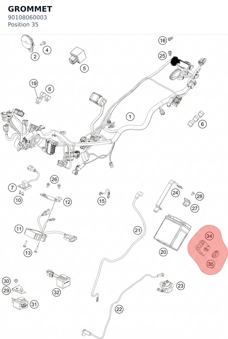 Diagram preview: GROMMET (90108060003)