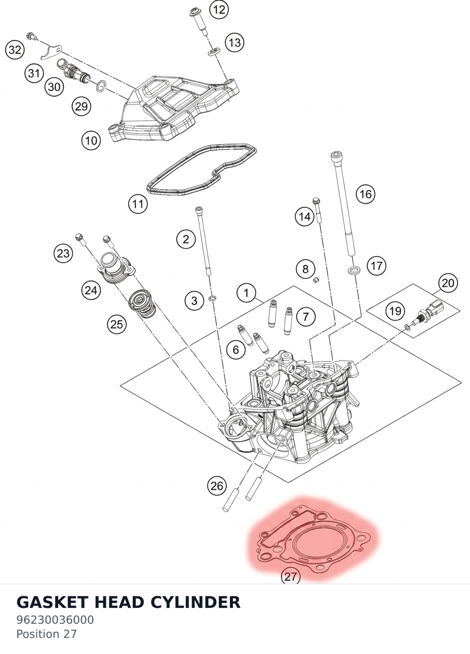 Diagram preview: GASKET HEAD CYLINDER (96230036000)