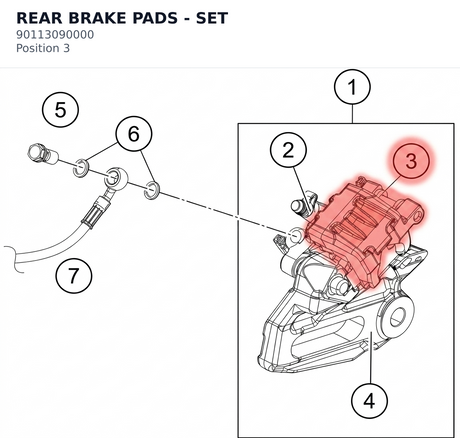 Diagram preview: REAR BRAKE PADS - SET (90113090000)