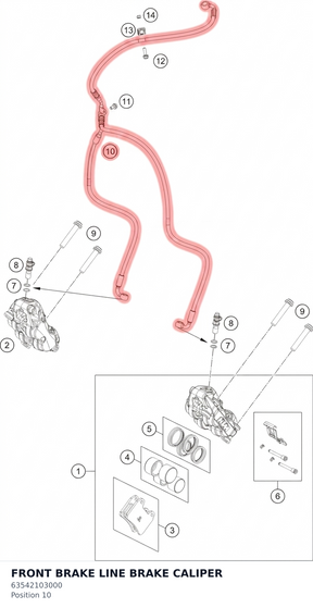 Diagram preview: FRONT BRAKE LINE BRAKE CALIPER (63542103000)