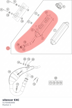 Diagram preview: silencer EXC (51705083000)