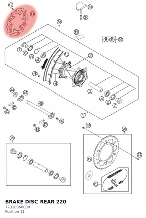 Diagram preview: BRAKE DISC REAR 220 (77310060000)