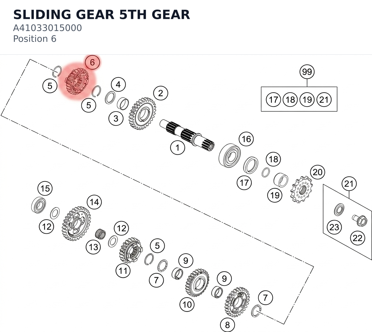 Diagram preview: SLIDING GEAR 5TH GEAR (A41033015000)