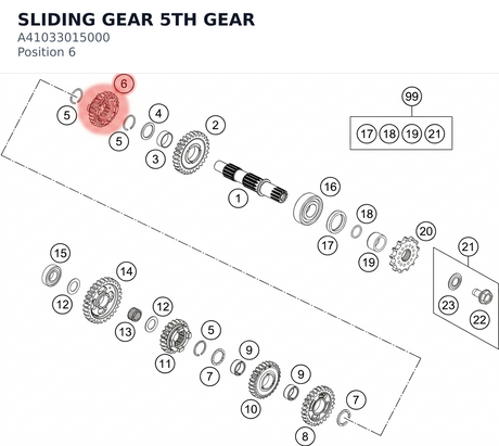 Diagram preview: SLIDING GEAR 5TH GEAR (A41033015000)