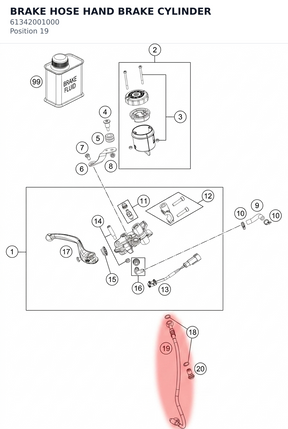 Diagram preview: BRAKE HOSE HAND BRAKE CYLINDER (61342001000)