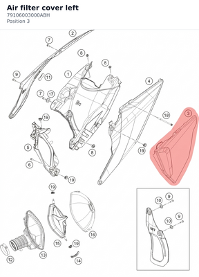 Diagram preview: Air filter cover left (79106003000ABH)