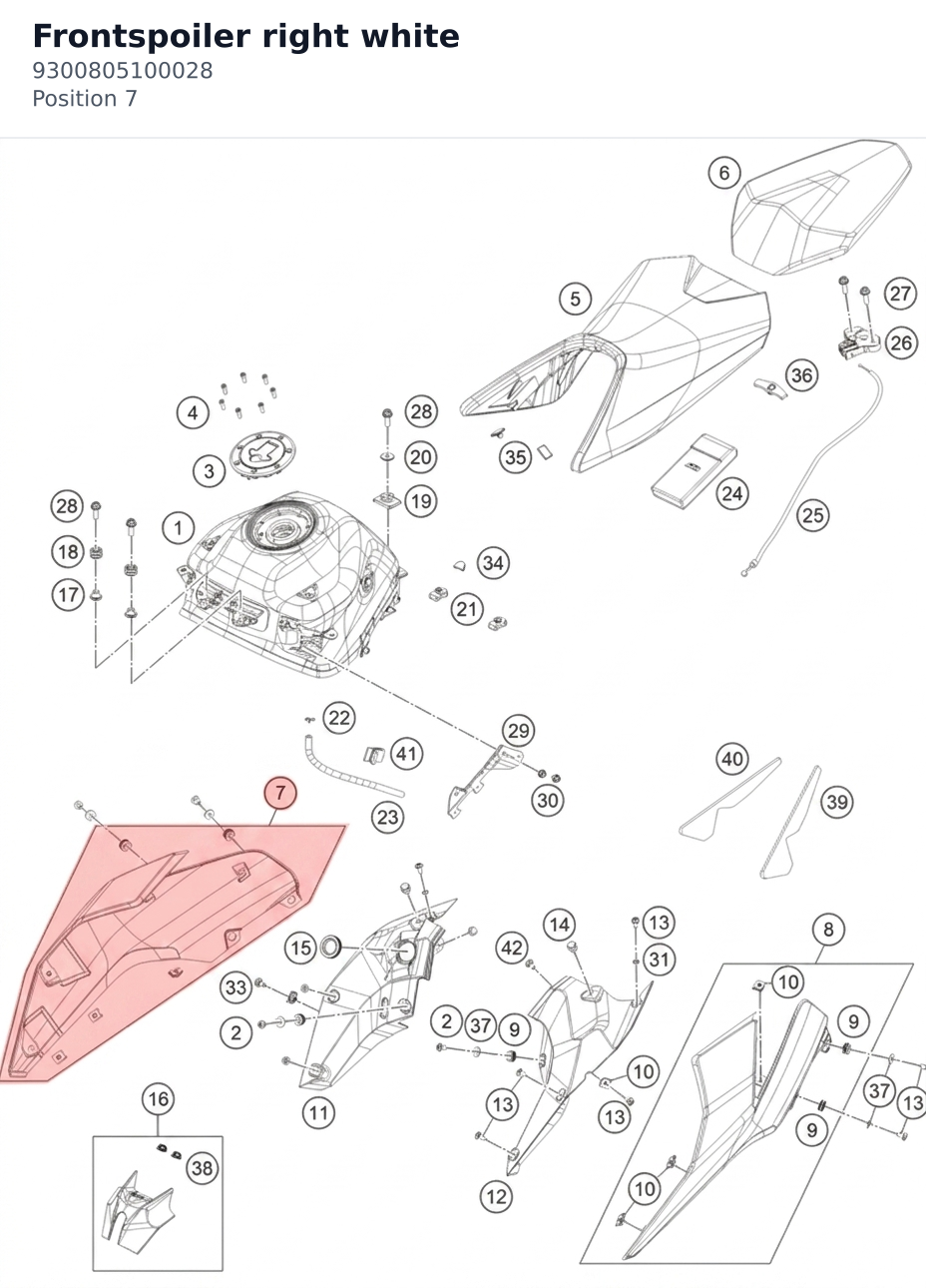Diagram preview: Frontspoiler right white (9300805100028)