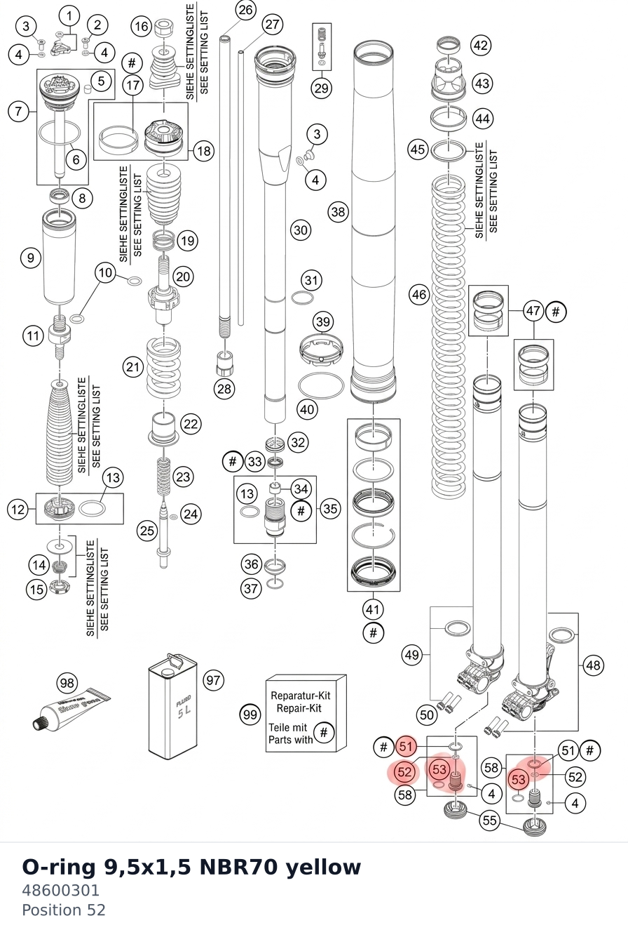 Diagram preview: O-ring 9,5x1,5 NBR70 yellow (48600301)