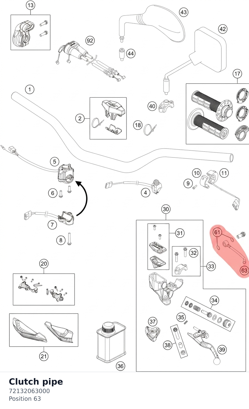Diagram preview: Clutch pipe (72132063000)