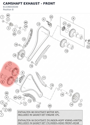 Diagram preview: CAMSHAFT EXHAUST - FRONT (61336010100)