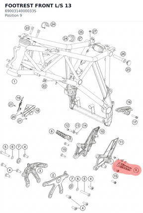 Diagram preview: FOOTREST FRONT L/S 13 (6900314000033S)