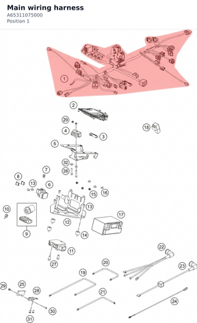 Diagram preview: Main wiring harness (A65311075000)