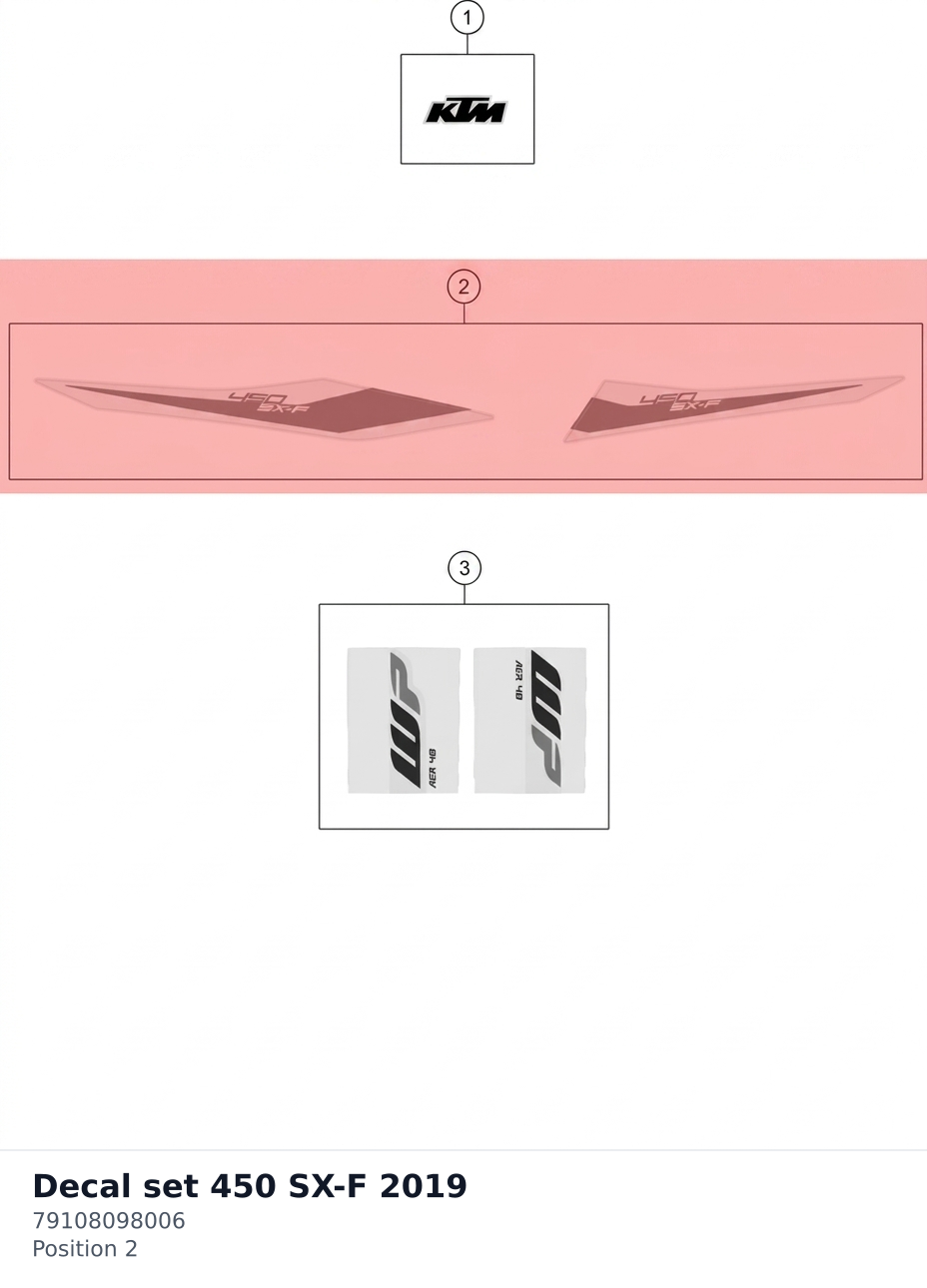 Diagram preview: Decal set 450 SX-F 2019 (79108098006)