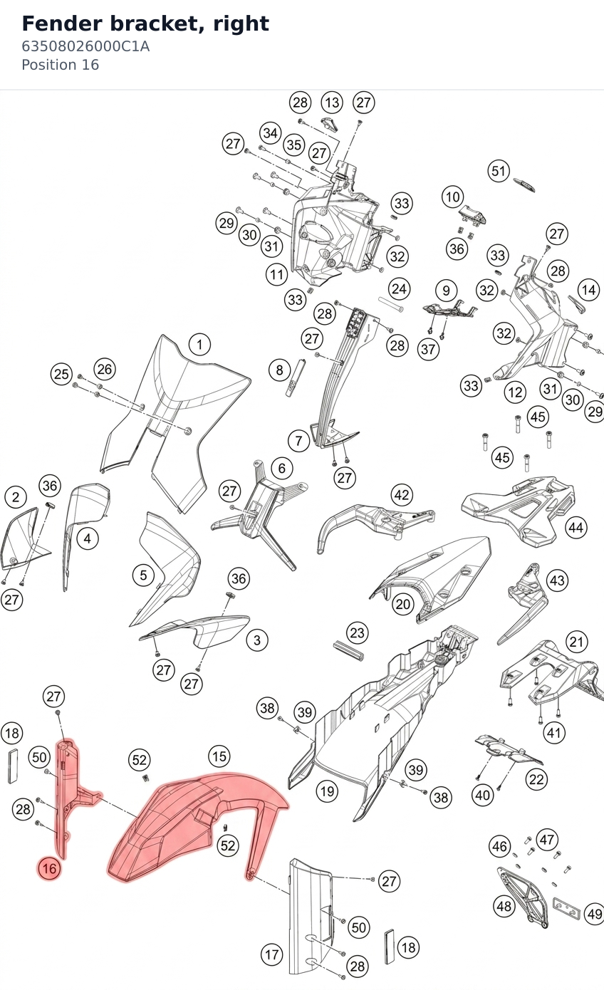 Diagram preview: Fender bracket, right (63508026000C1A)
