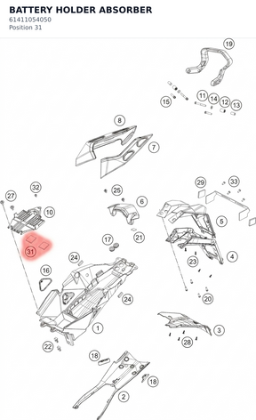 Diagram preview: BATTERY HOLDER ABSORBER (61411054050)