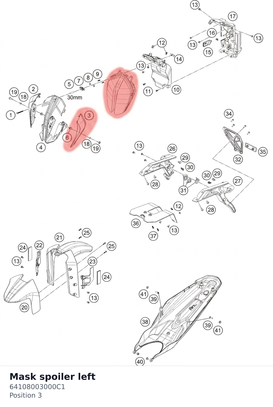 Diagram preview: Mask spoiler left (64108003000C1)