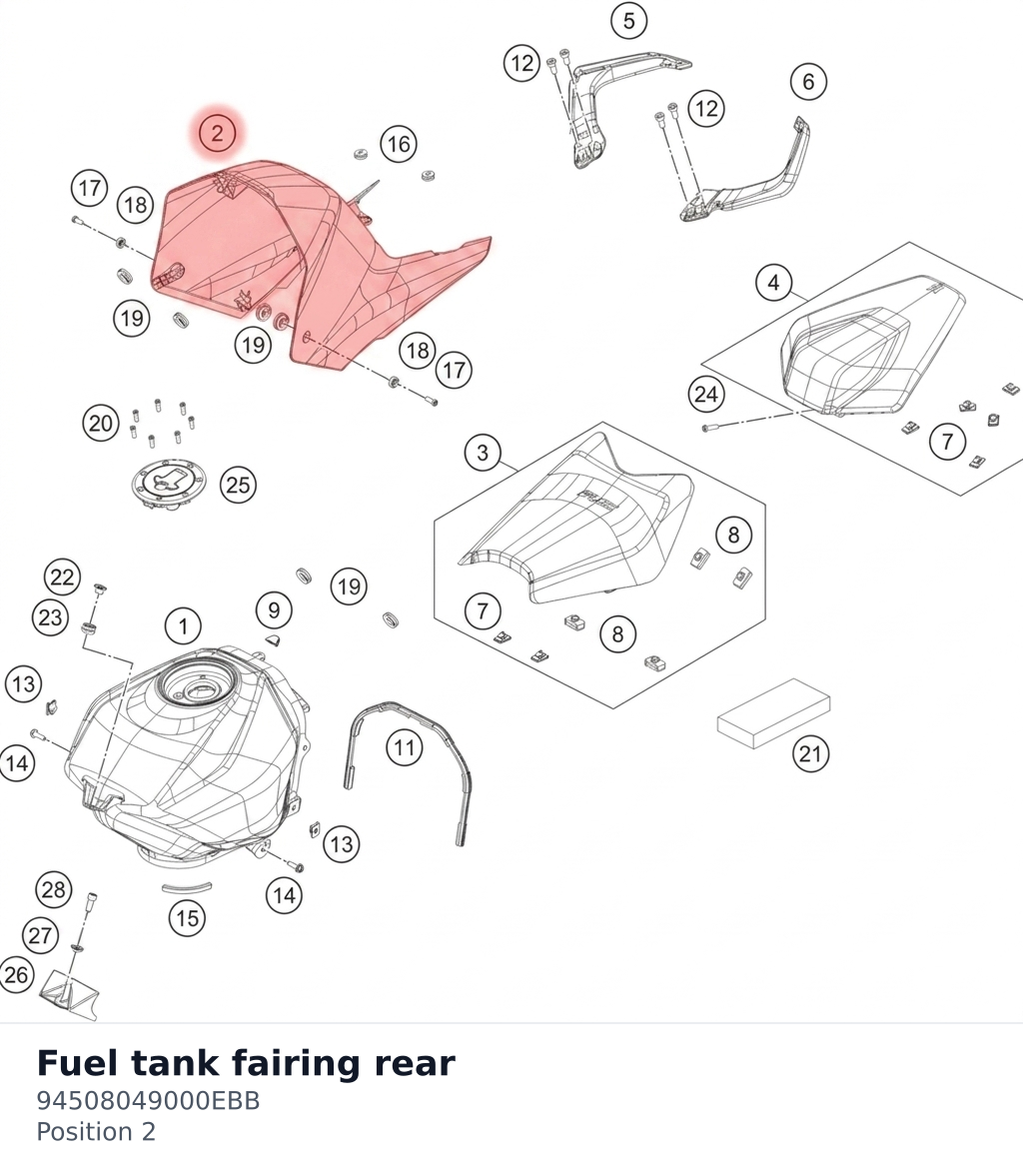 Diagram preview: Fuel tank fairing rear (94508049000EBB)