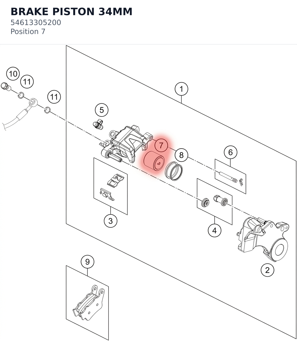 Diagram preview: BRAKE PISTON 34MM (54613305200)