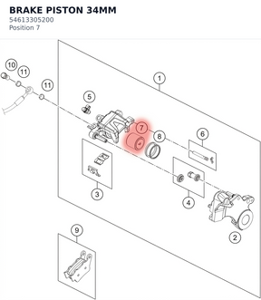 Diagram preview: BRAKE PISTON 34MM (54613305200)