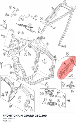 Diagram preview: FRONT CHAIN GUARD 250/300 (55403096000)