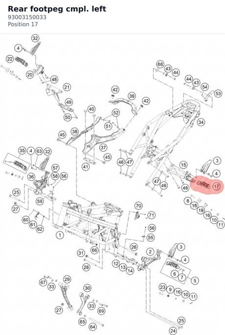Diagram preview: Rear footpeg cmpl. left (93003150033)