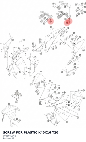 Diagram preview: SCREW FOR PLASTIC K40X16 T20 (0081040161)
