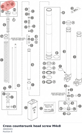 Diagram preview: Cross countersunk head screw M4x8 (48600481)