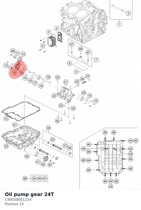 Diagram preview: Oil pump gear 24T (C90038001224)