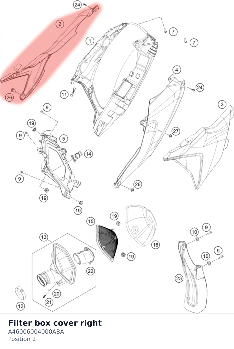 Diagram preview: Filter box cover right (A46006004000ABA)