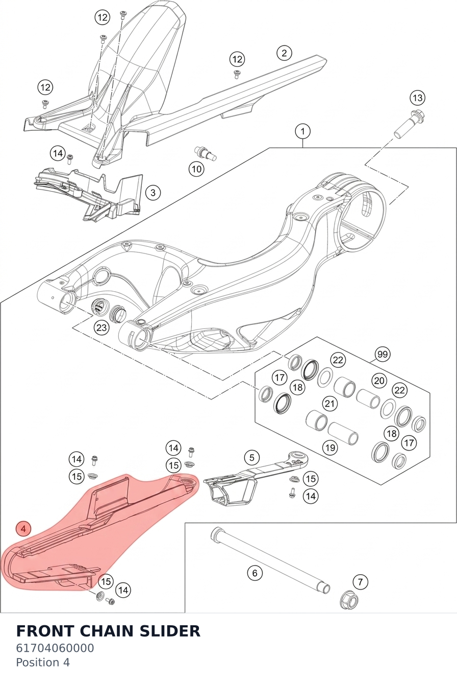 Diagram preview: FRONT CHAIN SLIDER (61704060000)