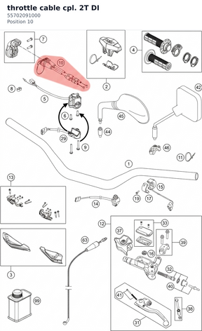 Diagram preview: throttle cable cpl. 2T DI (55702091000)