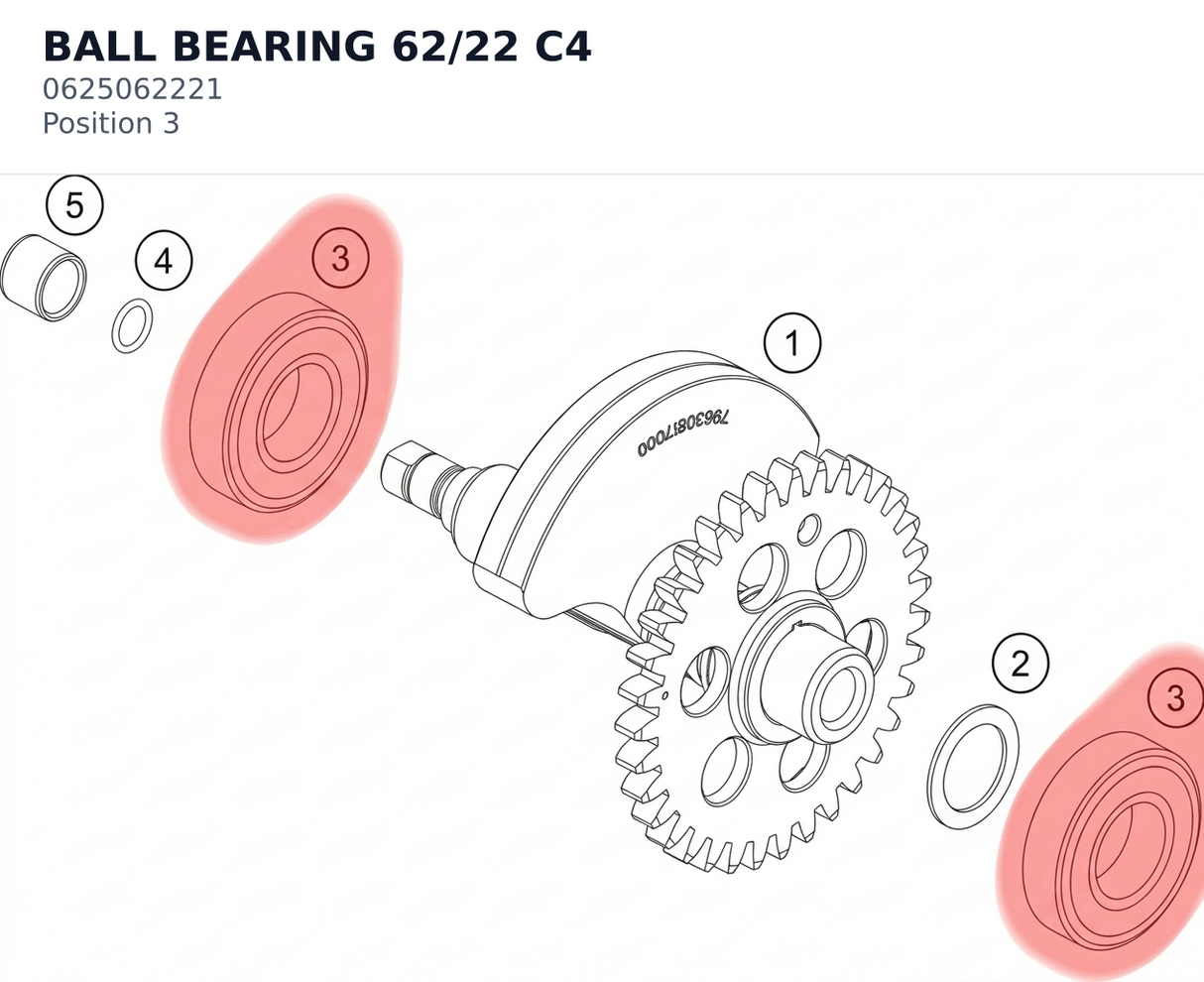 Diagram preview: BALL BEARING 62/22 C4 (0625062221)