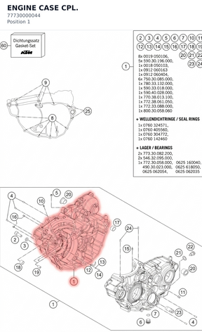 Diagram preview: ENGINE CASE CPL. (77730000044)