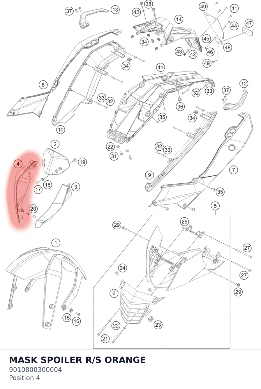 Diagram preview: MASK SPOILER R/S ORANGE (9010800300004)