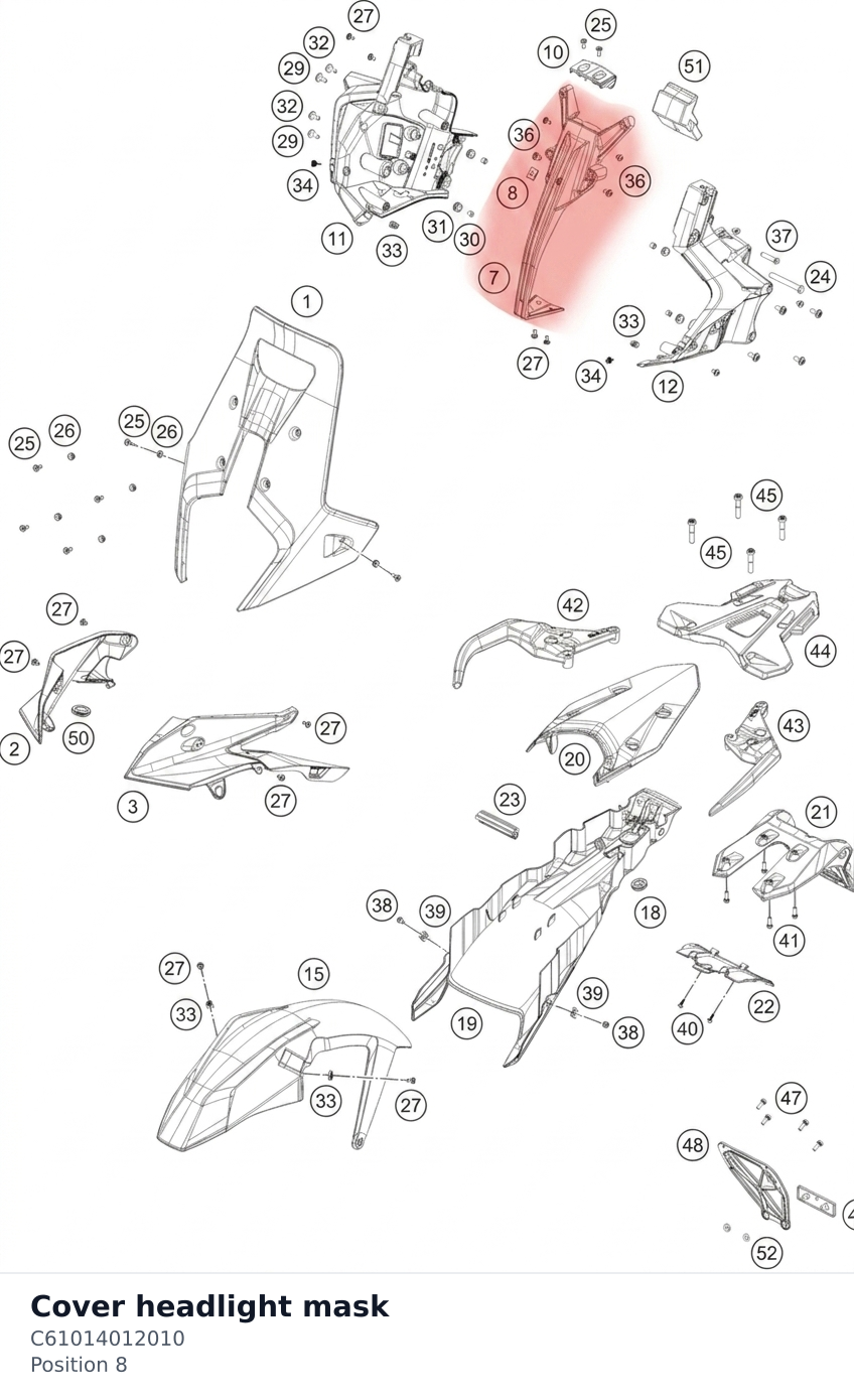 Diagram preview: Cover headlight mask (C61014012010)