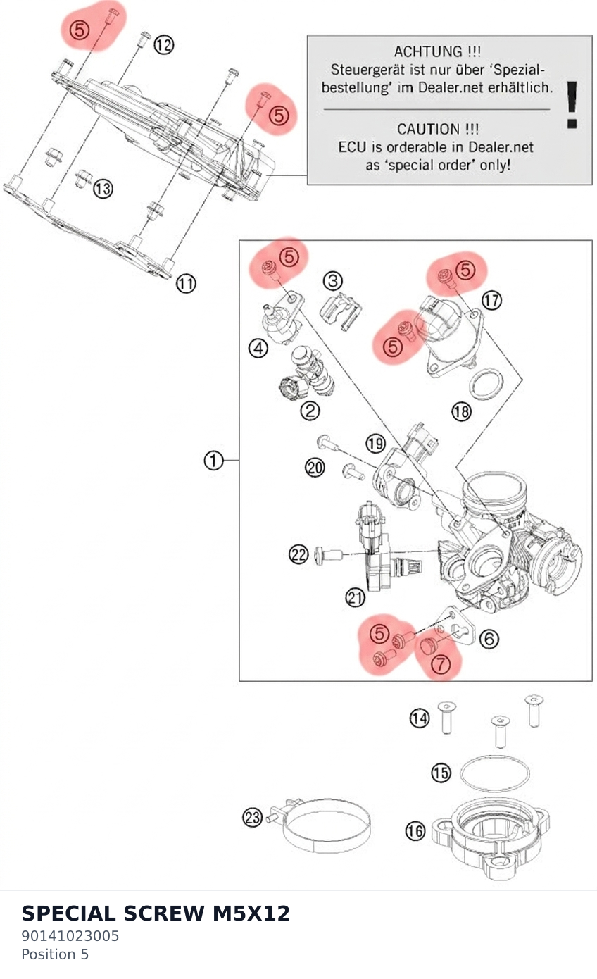 Diagram preview: SPECIAL SCREW M5X12 (90141023005)