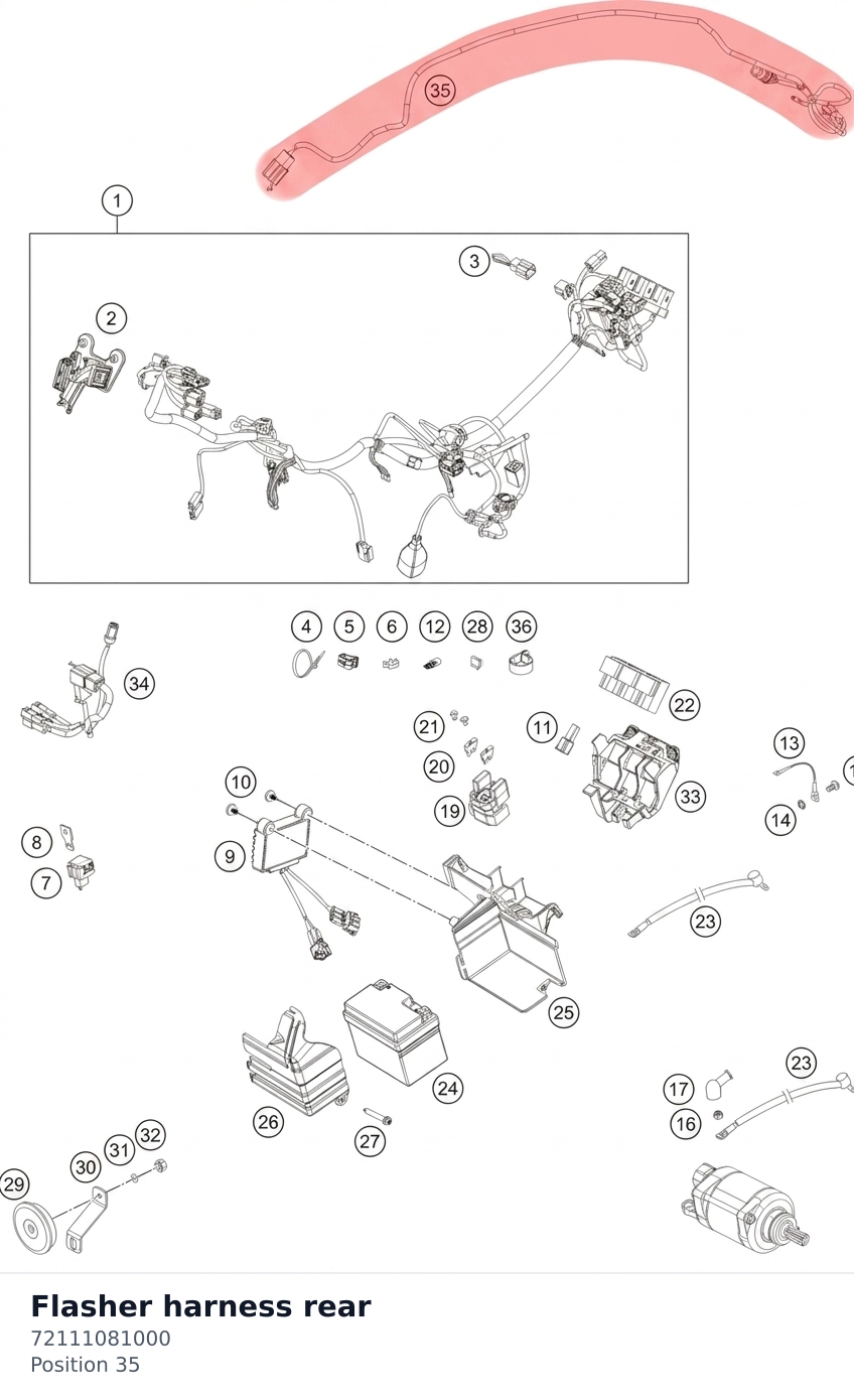 Diagram preview: Flasher harness rear (72111081000)
