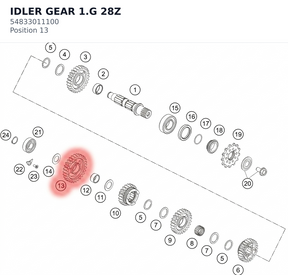 Diagram preview: IDLER GEAR 1.G 28Z (54833011100)